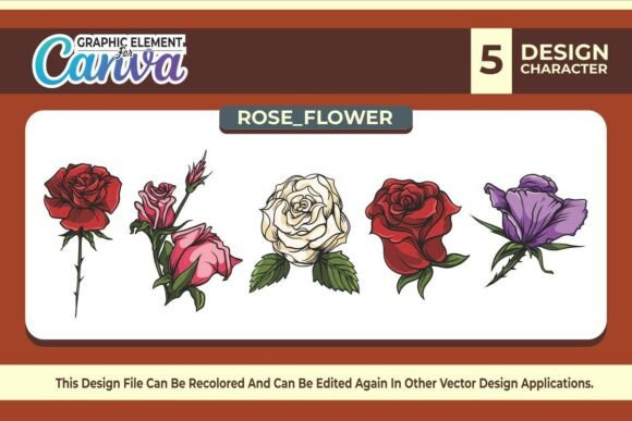 Download Rose Flowers Graphic Element Vector Set - Element Collection