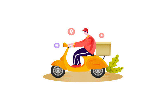 Download Delivery Man Worker Riding Scooter Motor - Motor Collection
