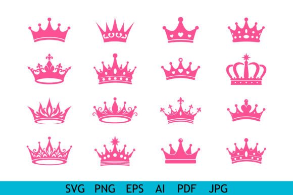 Download Pink Princess Crown Vector Set - Crown Collection