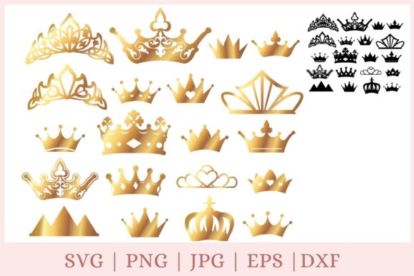 Download 20 Gold Crown, Princess Tiara Pack - Premium Resources